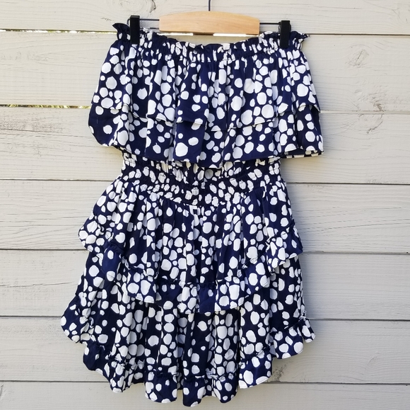 Misa Los Angeles Navy Smocked Ruffle Mini Dress - Picture 3 of 6